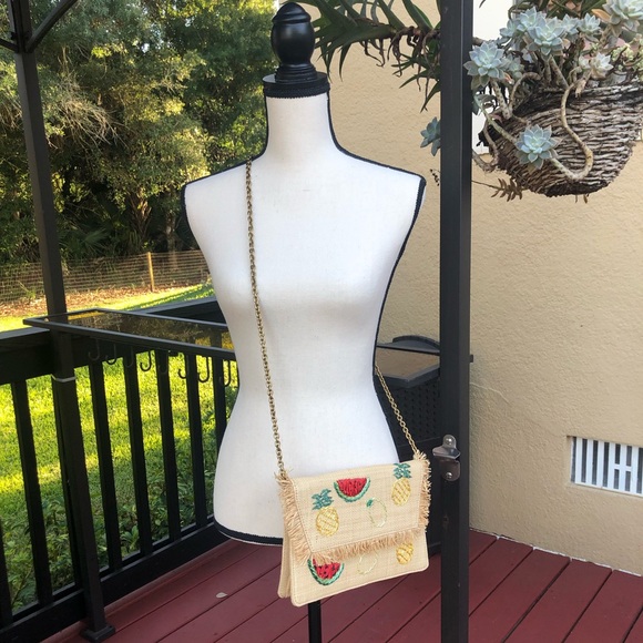 J.Crew Convertible Raffia Clutch Handbag - Picture 2 of 8